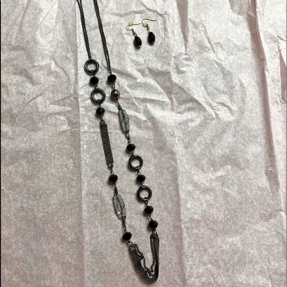 Black Necklace and Earrings Set